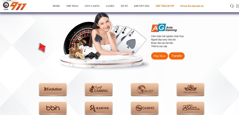 911 Casino sảnh bài 