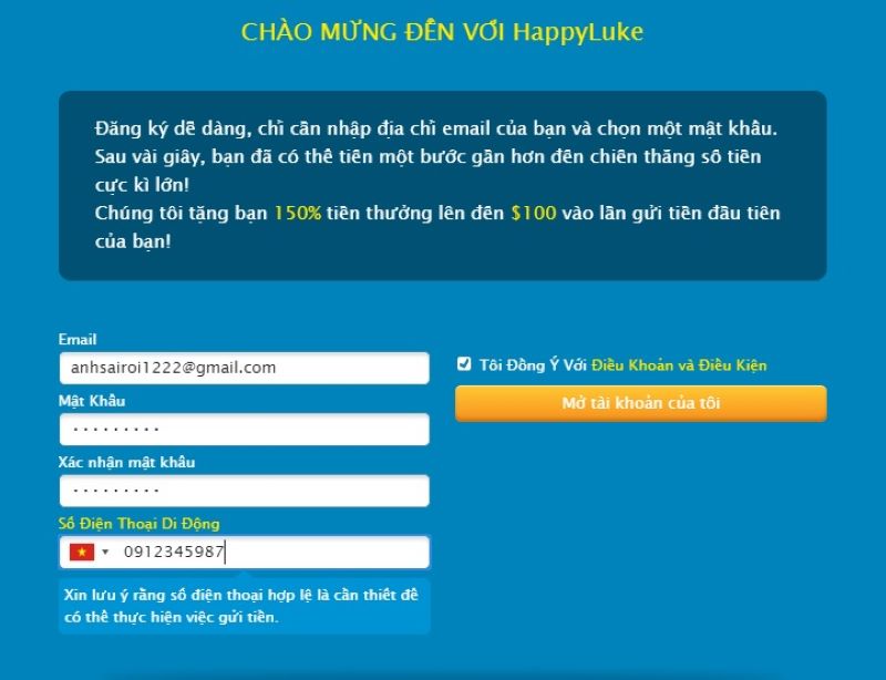 Đăng ký Happyluke Casino