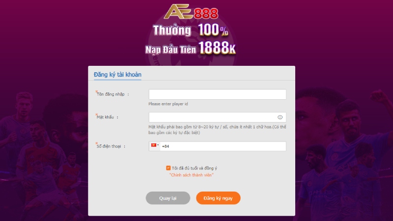 Casino online uy tín đăng ký AE888