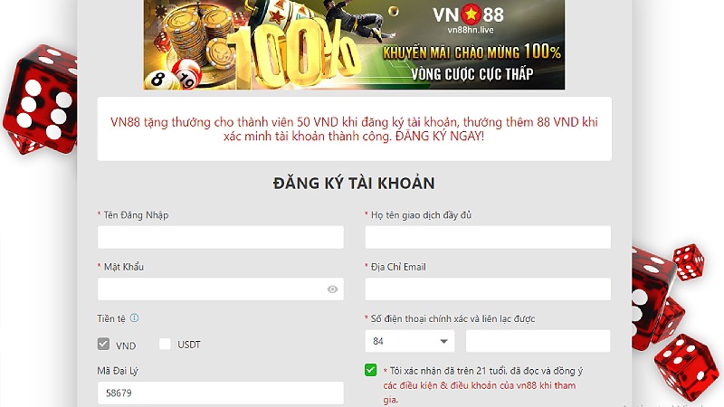 Casino online uy tín đăng ký VN88
